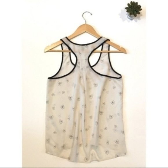American Rag Sheer Off White & Black Bow Outline Racerback Tank Top - Picture 10 of 10